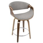 Curvini 24 Mid-Century Walnut and Light Grey Swivel Stool (Set of 2) 20 Curvini 24 Mid-Century Walnut and Light Grey Swivel Stool (Set of 2)