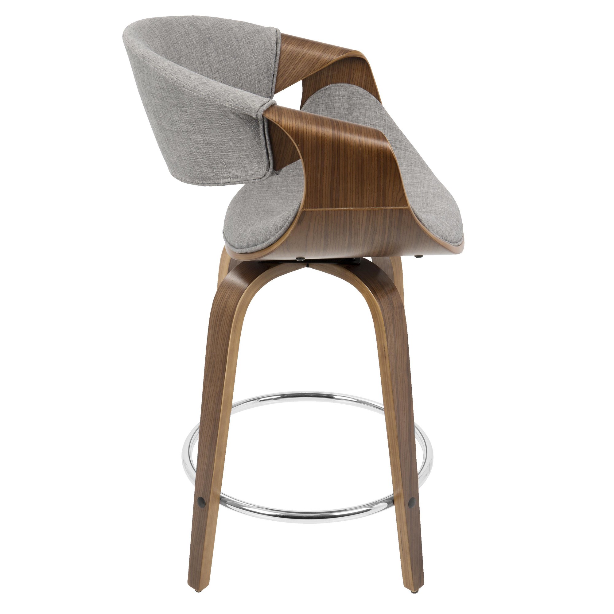 Curvini 24 Mid-Century Walnut and Light Grey Swivel Stool (Set of 2) 8 Curvini 24 Mid-Century Walnut and Light Grey Swivel Stool (Set of 2) - Image 8