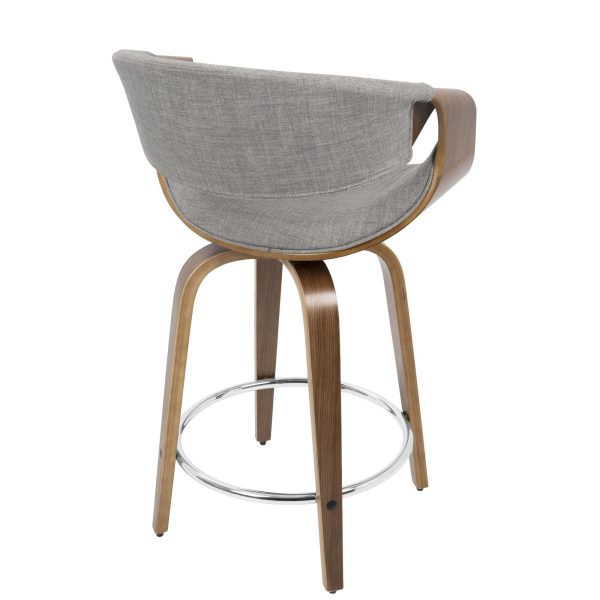 Curvini 24 Mid Century Walnut and Light Grey Swivel Stool Set of 2 8