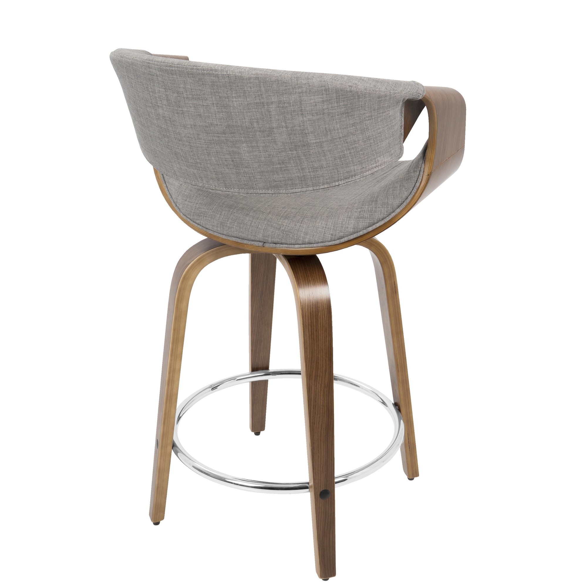 Curvini 24 Mid-Century Walnut and Light Grey Swivel Stool (Set of 2) 9 Curvini 24 Mid-Century Walnut and Light Grey Swivel Stool (Set of 2) - Image 9