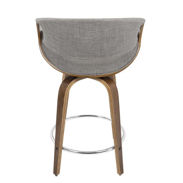 Curvini 24 Mid Century Walnut and Light Grey Swivel Stool Set of 2 9