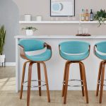 Curvini 30 Mid-Century Modern Teal Swivel Barstool (Set of 2)