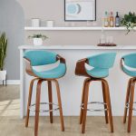 Curvini 30 Mid-Century Modern Teal Swivel Barstool (Set of 2)
