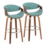Curvini 30 Mid-Century Modern Teal Swivel Barstool (Set of 2)
