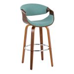 Curvini 30 Mid-Century Modern Teal Swivel Barstool (Set of 2)