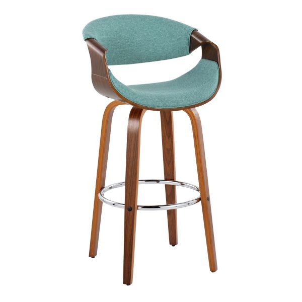 Curvini 30 Mid Century Modern Teal Swivel Barstool Set of 2 3