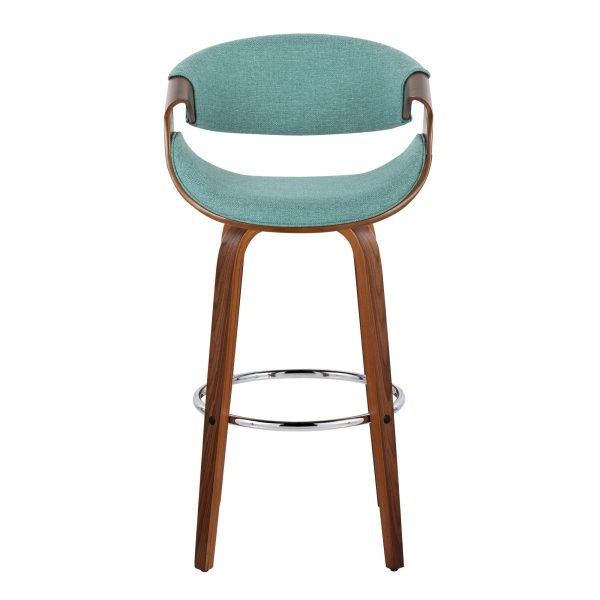 Curvini 30 Mid Century Modern Teal Swivel Barstool Set of 2 7