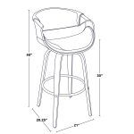 Curvini 30 Mid-Century Modern Teal Swivel Barstool (Set of 2)