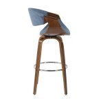 Curvini Mid-Century Modern Walnut and Blue Barstool (Set of 2) 17 Curvini Mid-Century Modern Walnut and Blue Barstool (Set of 2)