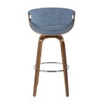 Curvini Mid-Century Modern Walnut and Blue Barstool (Set of 2) 19 Curvini Mid-Century Modern Walnut and Blue Barstool (Set of 2)