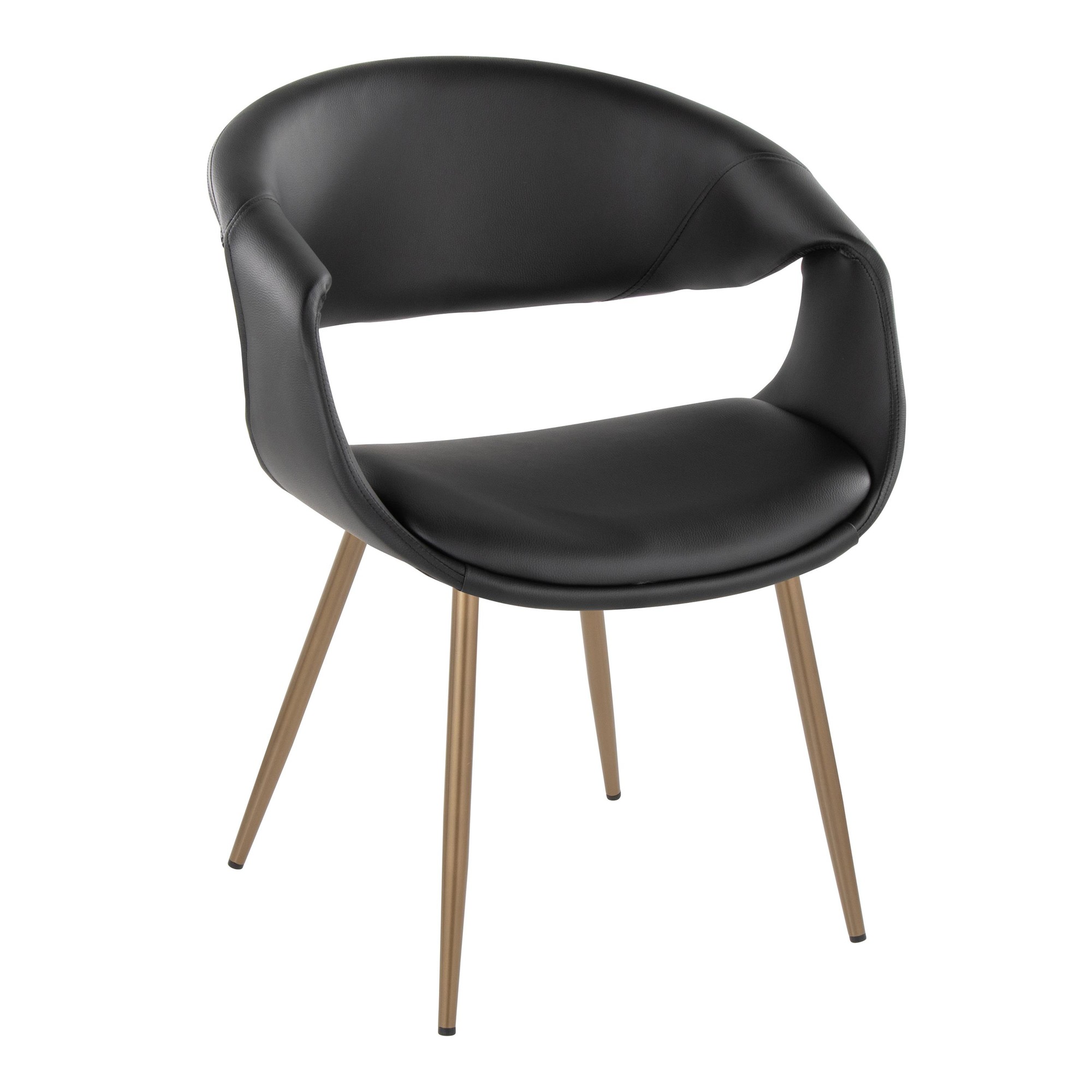 Curvo Black Faux Leather Antique Copper Contemporary Chairs (Set of 2) 3 Curvo Black Faux Leather Antique Copper Contemporary Chairs (Set of 2) - Image 3