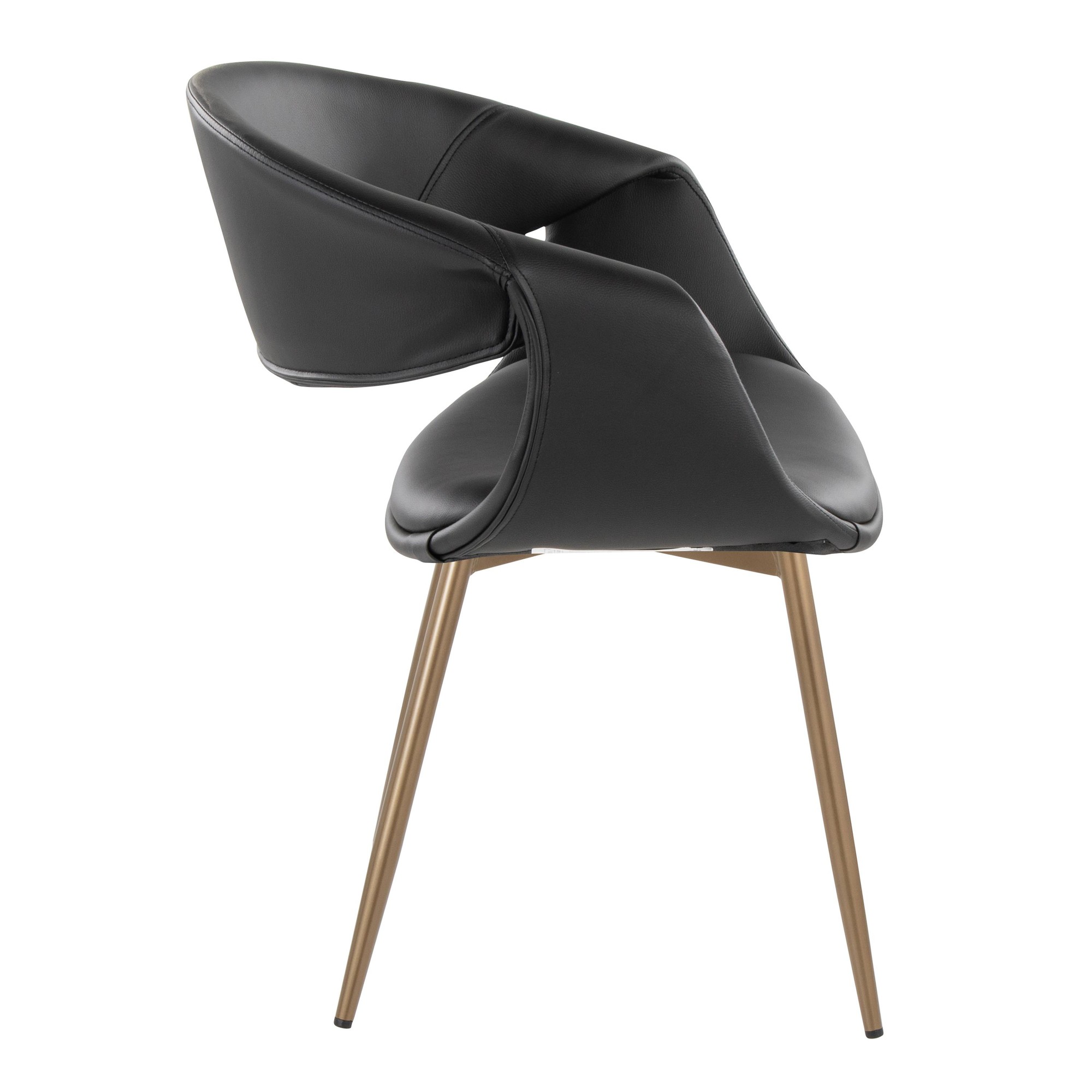 Curvo Black Faux Leather Antique Copper Contemporary Chairs (Set of 2) 4 Curvo Black Faux Leather Antique Copper Contemporary Chairs (Set of 2) - Image 4