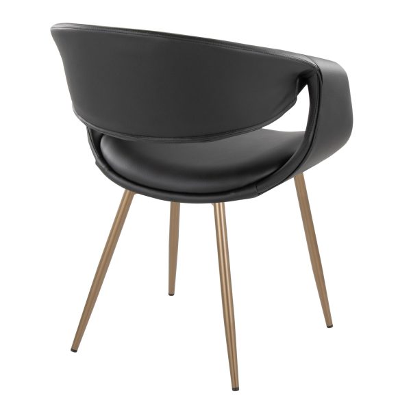 Curvo Black Faux Leather Antique Copper Contemporary Chairs Set of 2 4