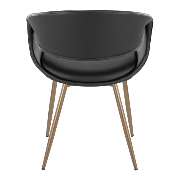 Curvo Black Faux Leather Antique Copper Contemporary Chairs Set of 2 5