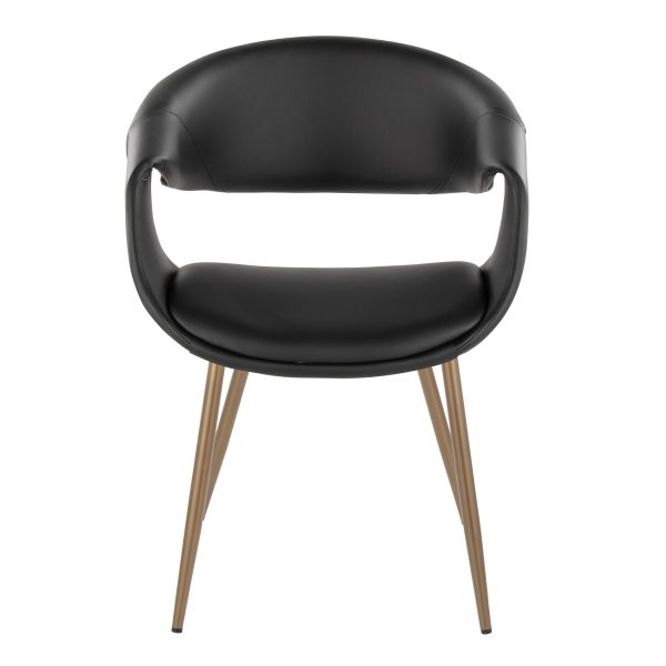 Curvo Black Faux Leather Antique Copper Contemporary Chairs Set of 2 6