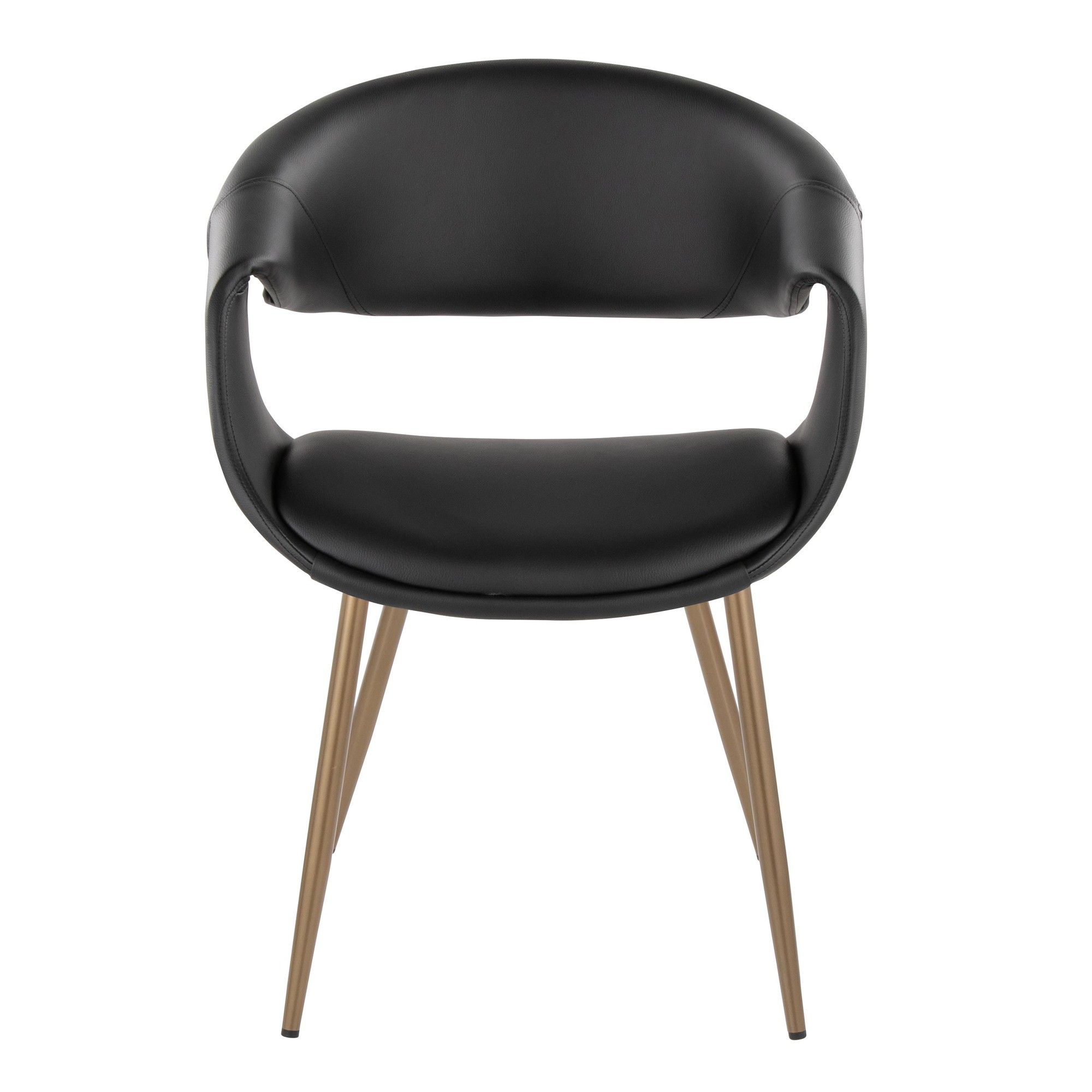 Curvo Black Faux Leather Antique Copper Contemporary Chairs (Set of 2) 7 Curvo Black Faux Leather Antique Copper Contemporary Chairs (Set of 2) - Image 7