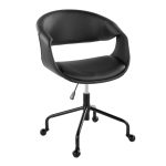 Curvo Black Faux Leather Contemporary Adjustable Task Chair