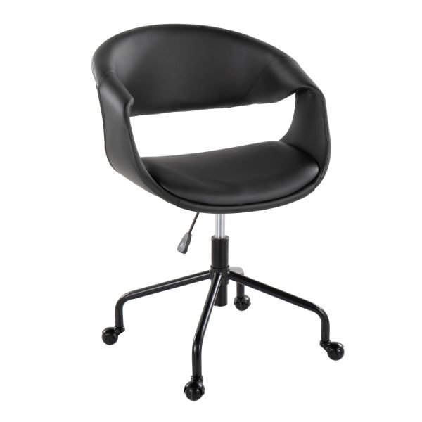 Curvo Black Faux Leather Contemporary Adjustable Task Chair 1