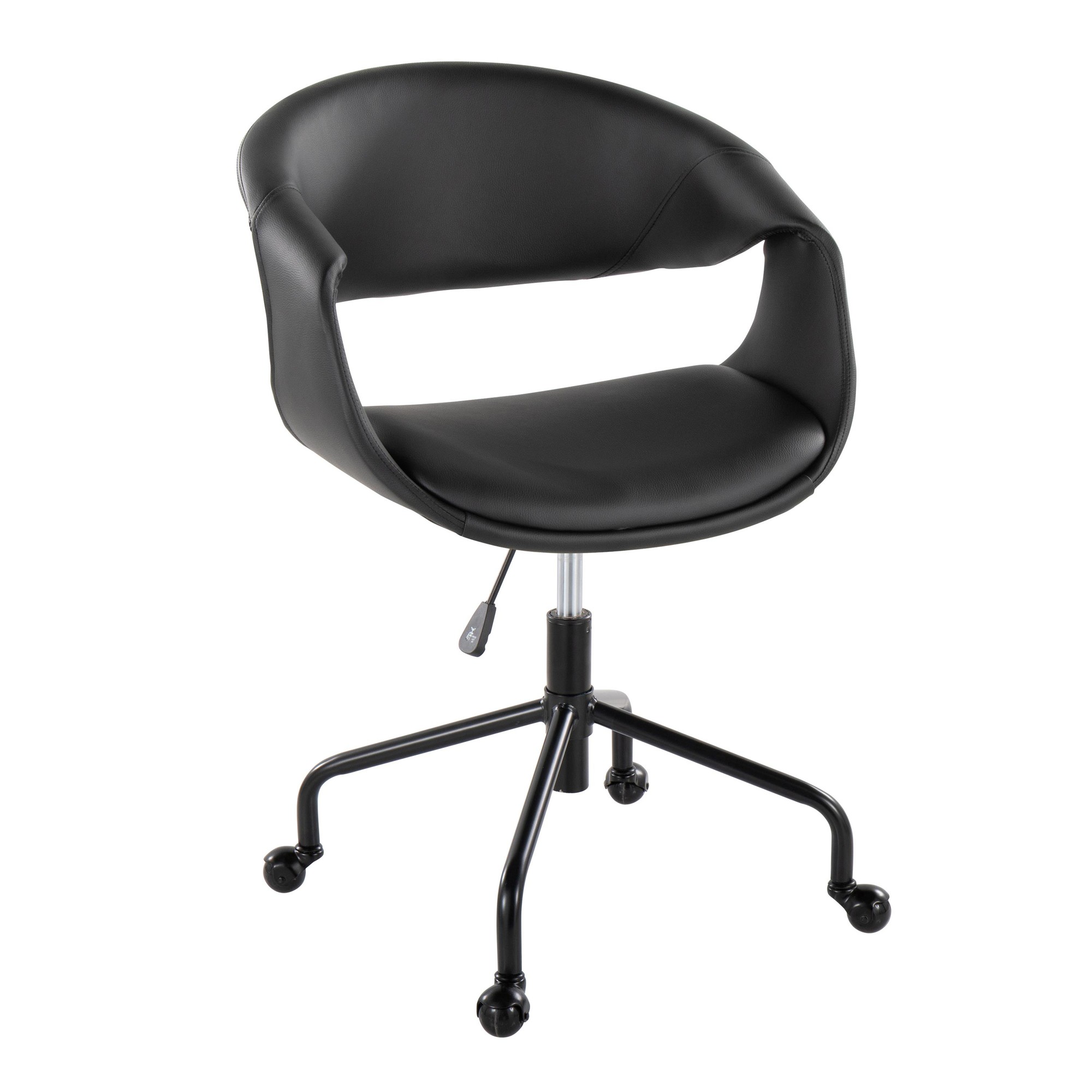 Curvo Black Faux Leather Contemporary Adjustable Task Chair 2 Curvo Black Faux Leather Contemporary Adjustable Task Chair - Image 2