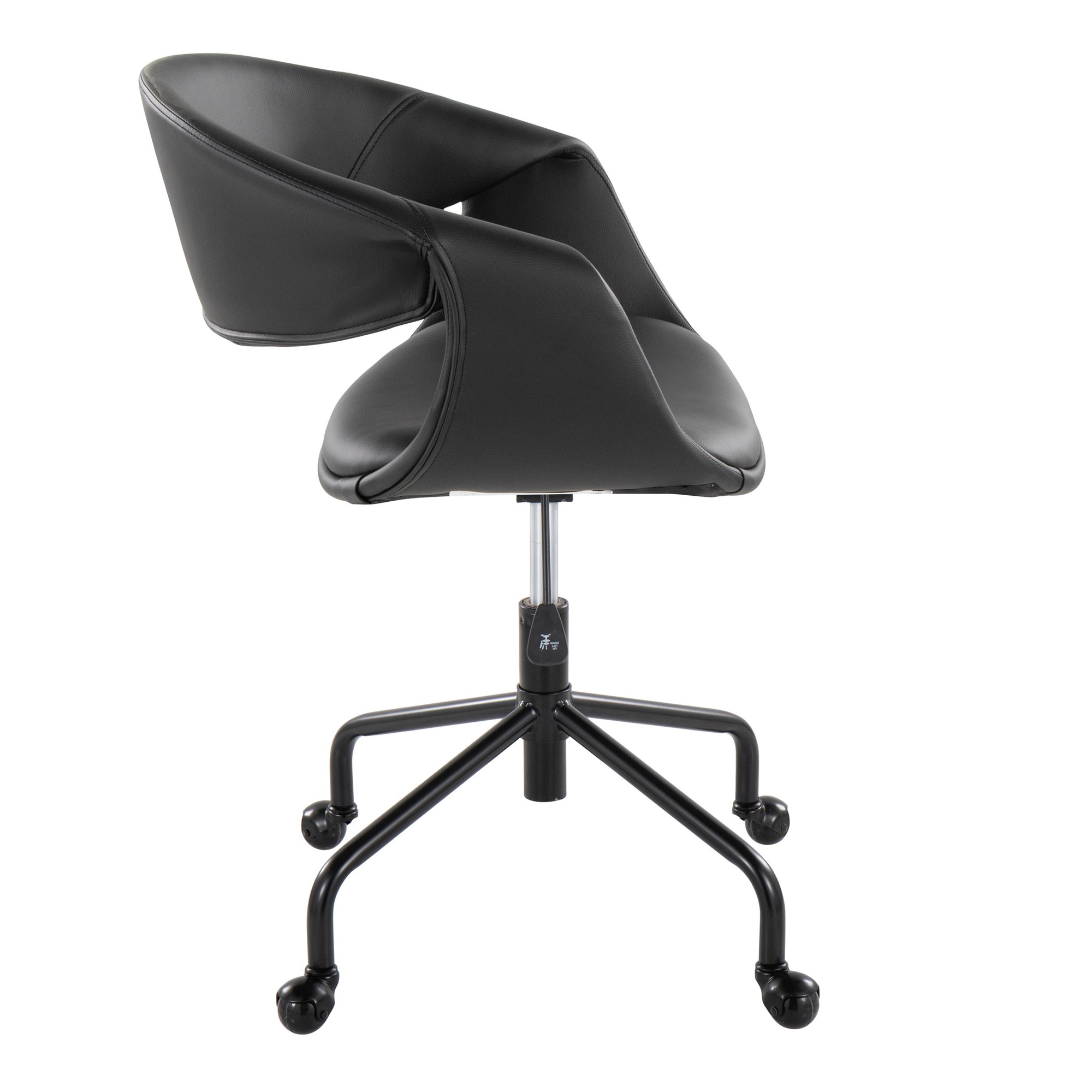 Curvo Black Faux Leather Contemporary Adjustable Task Chair 3 Curvo Black Faux Leather Contemporary Adjustable Task Chair - Image 3
