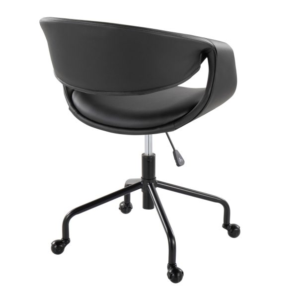 Curvo Black Faux Leather Contemporary Adjustable Task Chair 3