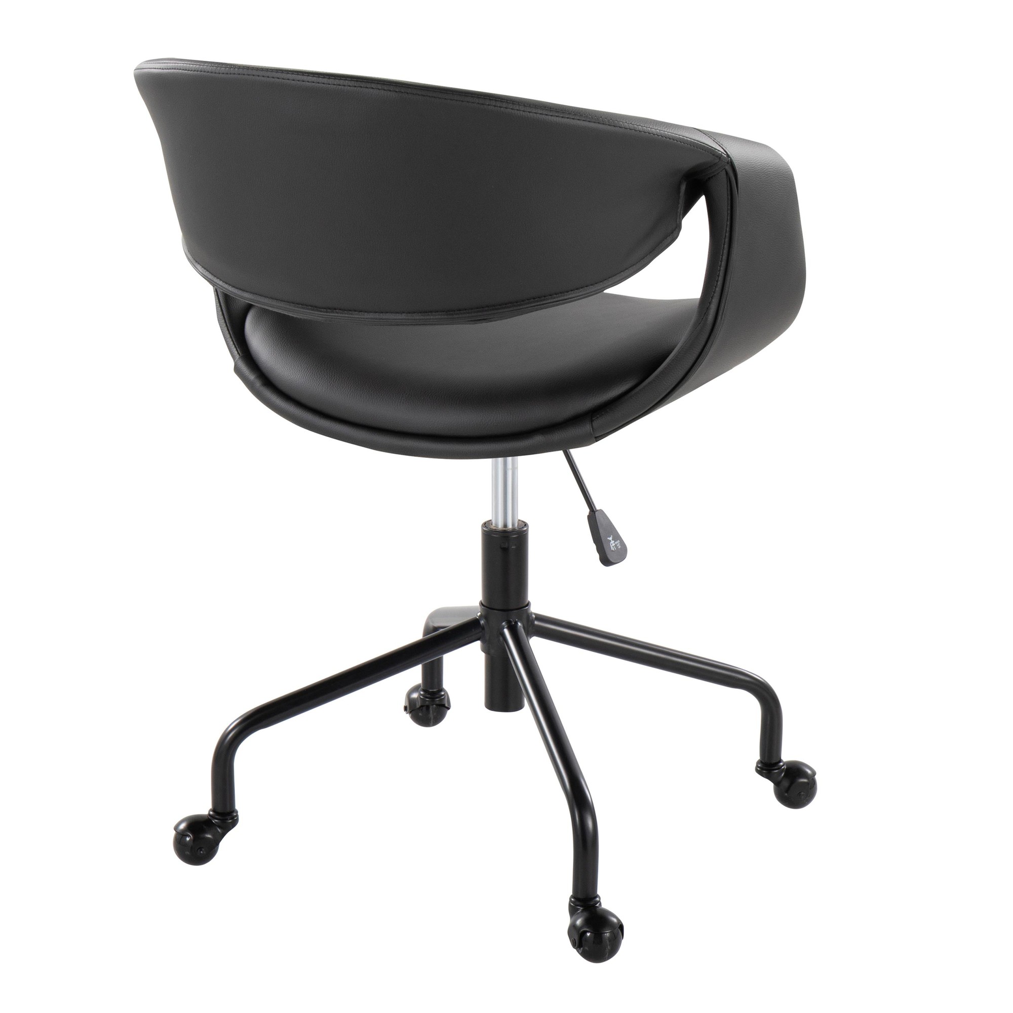 Curvo Black Faux Leather Contemporary Adjustable Task Chair 4 Curvo Black Faux Leather Contemporary Adjustable Task Chair - Image 4