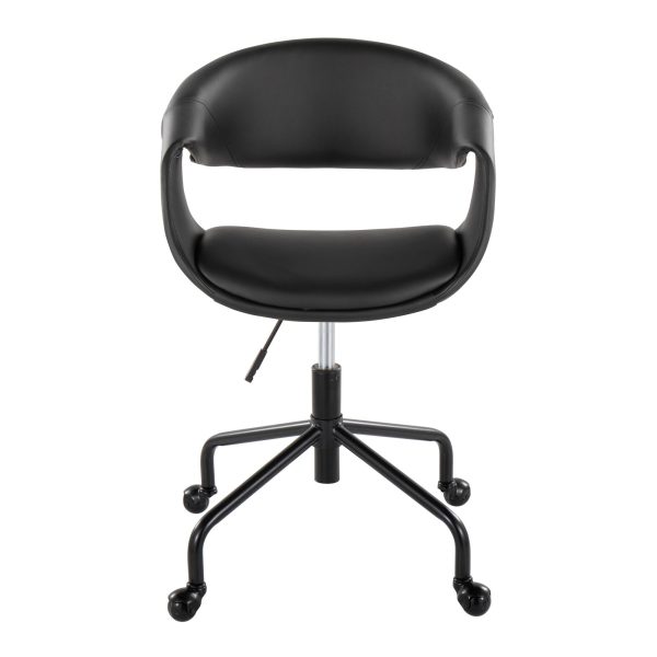 Curvo Black Faux Leather Contemporary Adjustable Task Chair 5