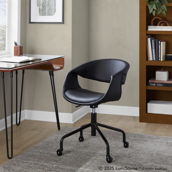 Curvo Black Faux Leather Contemporary Adjustable Task Chair