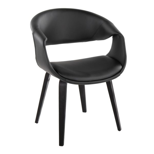 Curvo Black Faux Leather Contemporary Chair Set Set of 2 2