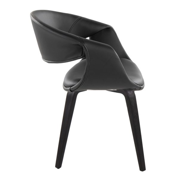 Curvo Black Faux Leather Contemporary Chair Set Set of 2 3