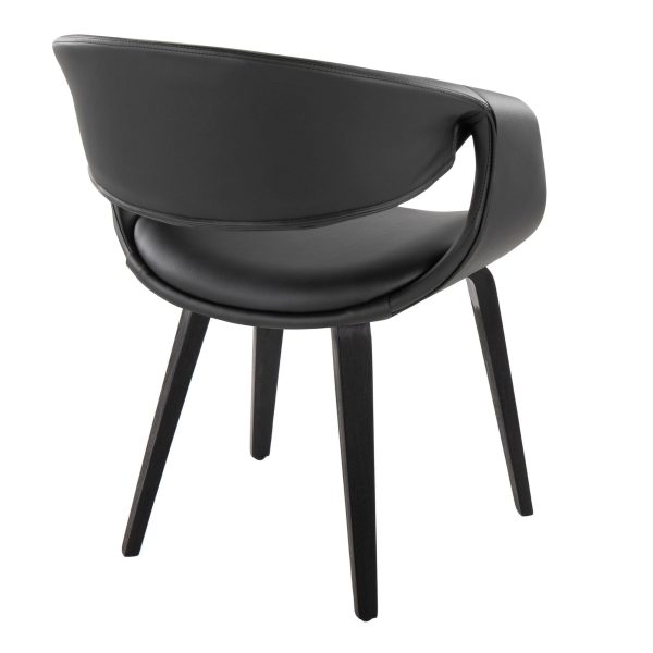 Curvo Black Faux Leather Contemporary Chair Set Set of 2 4
