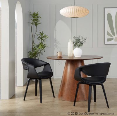 Curvo Black Faux Leather Contemporary Chair Set (Set of 2)