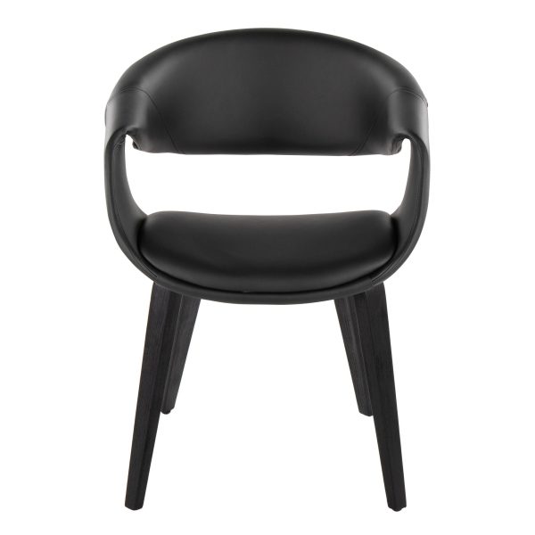 Curvo Black Faux Leather Contemporary Chair Set Set of 2 6