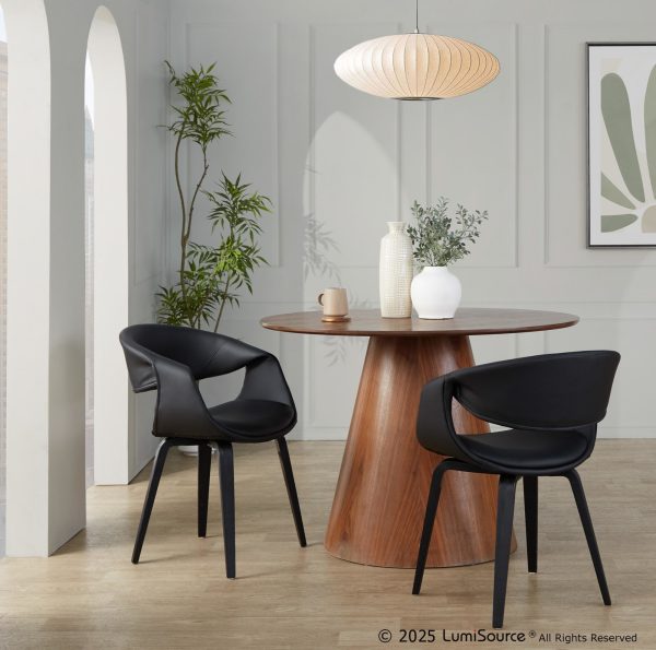 Curvo Black Faux Leather Contemporary Chair Set Set of 2
