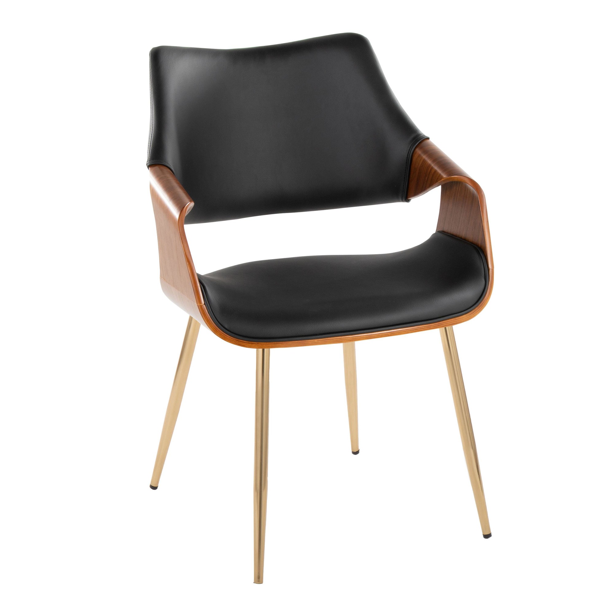 Curvo Black Faux Leather Contemporary High Back Chairs (Set of 2) 3 Curvo Black Faux Leather Contemporary High Back Chairs (Set of 2) - Image 3