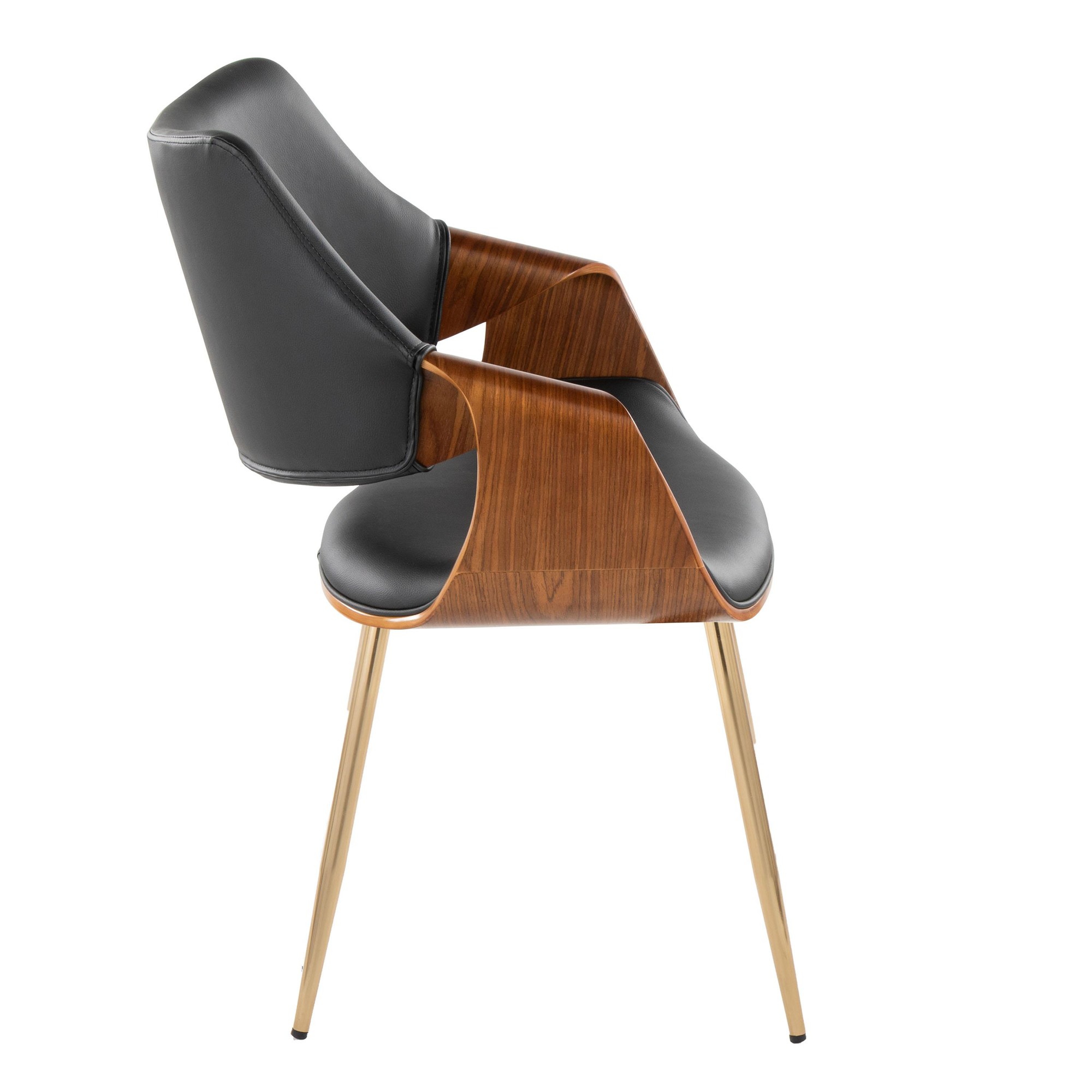 Curvo Black Faux Leather Contemporary High Back Chairs (Set of 2) 4 Curvo Black Faux Leather Contemporary High Back Chairs (Set of 2) - Image 4