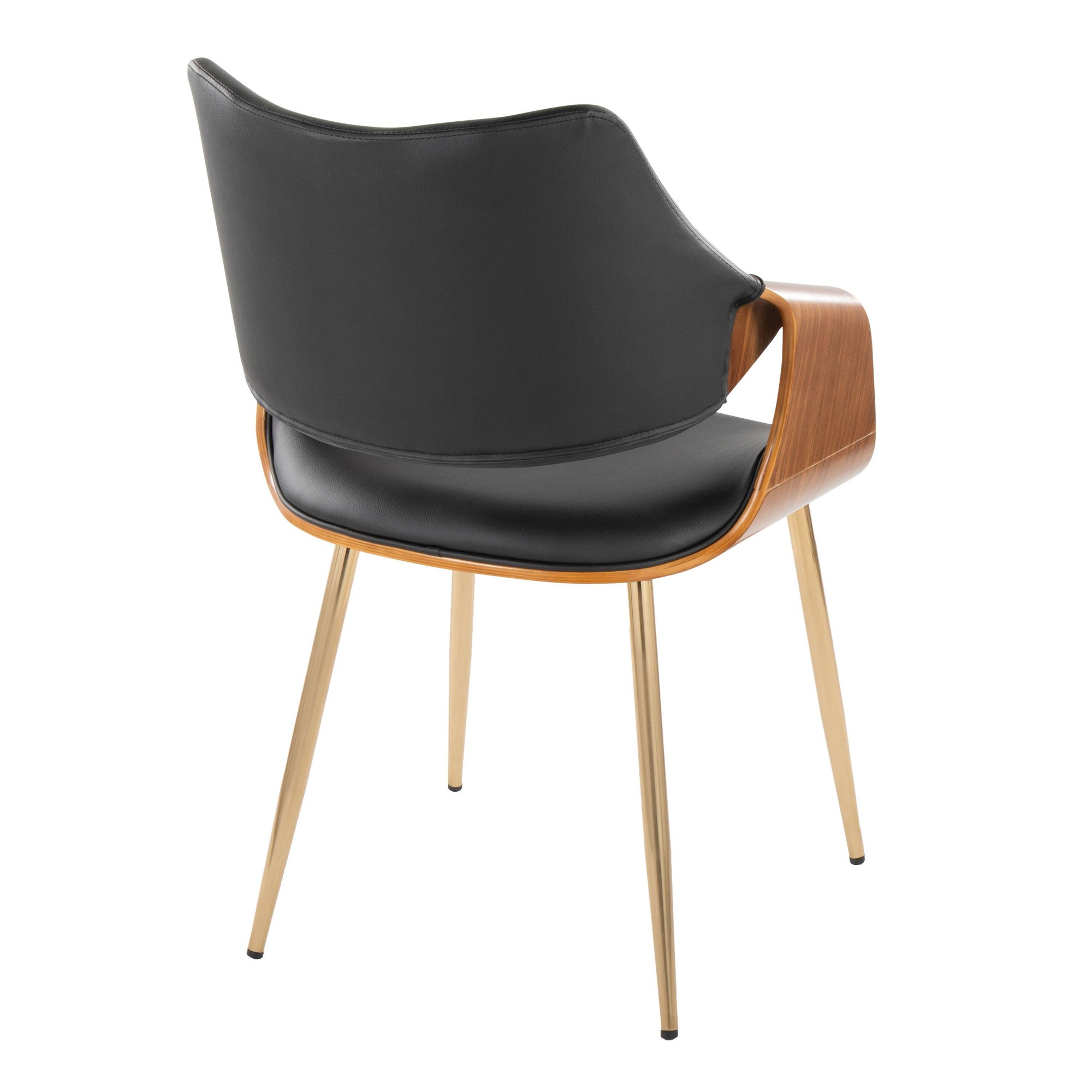 Curvo Black Faux Leather Contemporary High Back Chairs (Set of 2) 5 Curvo Black Faux Leather Contemporary High Back Chairs (Set of 2) - Image 5