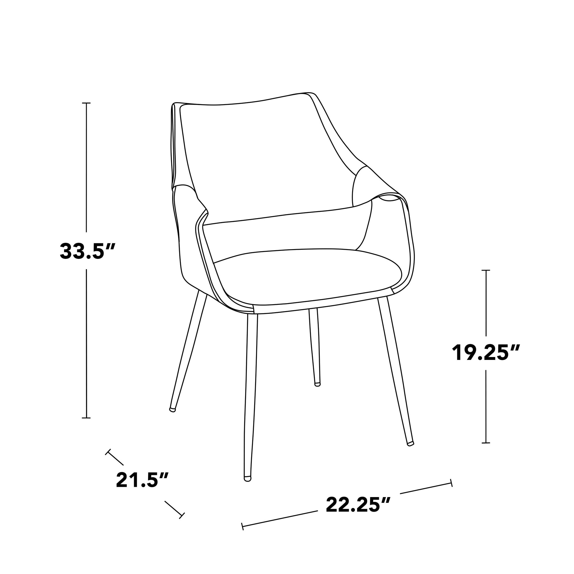 Curvo Black Faux Leather Contemporary High Back Chairs (Set of 2) 8 Curvo Black Faux Leather Contemporary High Back Chairs (Set of 2) - Image 8