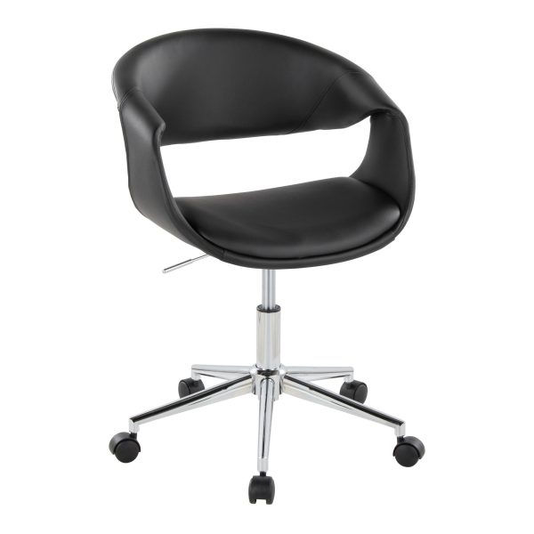 Curvo Black Faux Leather Contemporary Task Chair 1