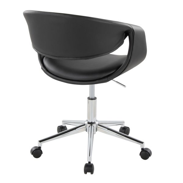 Curvo Black Faux Leather Contemporary Task Chair 3