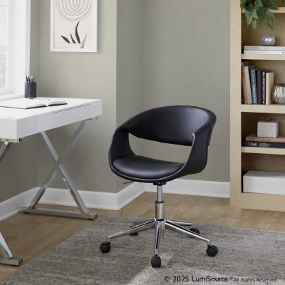Curvo Black Faux Leather Contemporary Task Chair