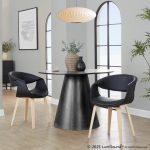 Curvo Black Faux Leather Contemporary Upholstered Chair Natural Wood (Set of 2) 10 Curvo Black Faux Leather Contemporary Upholstered Chair Natural Wood (Set of 2)