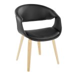 Curvo Black Faux Leather Contemporary Upholstered Chair Natural Wood (Set of 2) 12 Curvo Black Faux Leather Contemporary Upholstered Chair Natural Wood (Set of 2)