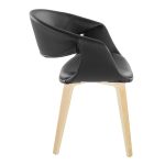 Curvo Black Faux Leather Contemporary Upholstered Chair Natural Wood (Set of 2) 13 Curvo Black Faux Leather Contemporary Upholstered Chair Natural Wood (Set of 2)