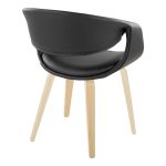 Curvo Black Faux Leather Contemporary Upholstered Chair Natural Wood (Set of 2) 14 Curvo Black Faux Leather Contemporary Upholstered Chair Natural Wood (Set of 2)