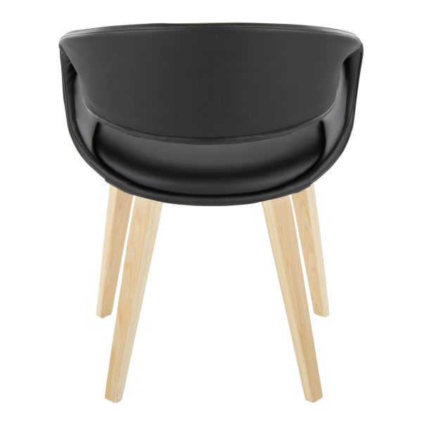 Curvo Black Faux Leather Contemporary Upholstered Chair Natural Wood Set of 2 5