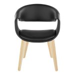 Curvo Black Faux Leather Contemporary Upholstered Chair Natural Wood (Set of 2) 16 Curvo Black Faux Leather Contemporary Upholstered Chair Natural Wood (Set of 2)