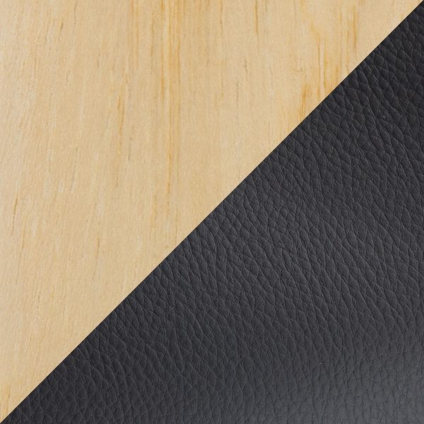 Curvo Black Faux Leather Contemporary Upholstered Chair Natural Wood Set of 2 8