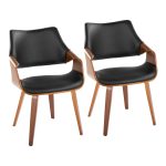 Curvo Black Faux Leather Walnut Contemporary High-Back Chairs (Set of 2) 12 Curvo Black Faux Leather Walnut Contemporary High-Back Chairs (Set of 2)