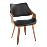 Curvo Black Faux Leather Walnut Contemporary High-Back Chairs (Set of 2) 13 Curvo Black Faux Leather Walnut Contemporary High-Back Chairs (Set of 2)